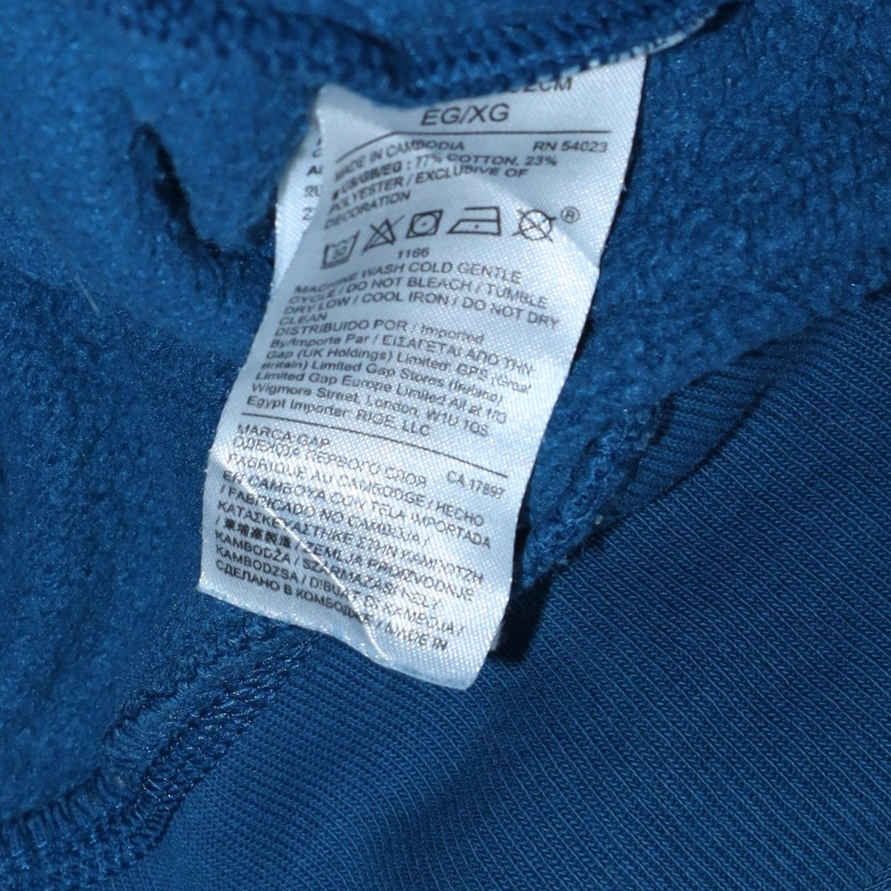 GAP Men's Blue Full Zip Hoodie XL Logo Fleece Sweatshirt