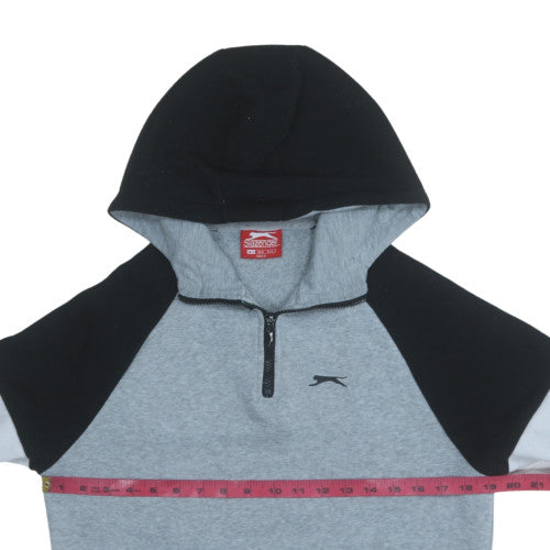 Slazenger Mens Grey 1/2 Zip Hooded Sweatshirt S