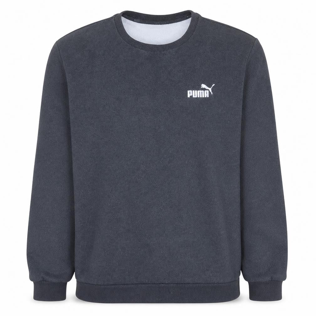 Front view of Puma men’s black xl pullover crew neck fleece sweatshirt