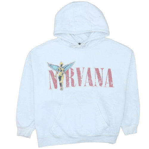 Primark Nirvana White Graphic Print Pullover Hoodie Women L