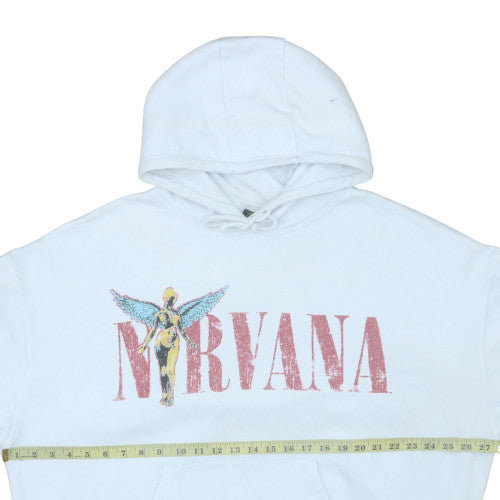 Primark Nirvana White Graphic Print Pullover Hoodie Women L