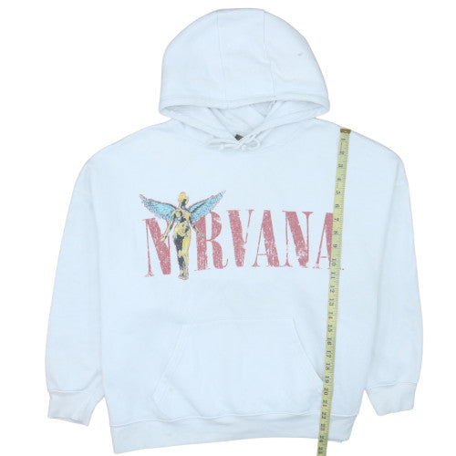 Primark Nirvana White Graphic Print Pullover Hoodie Women L