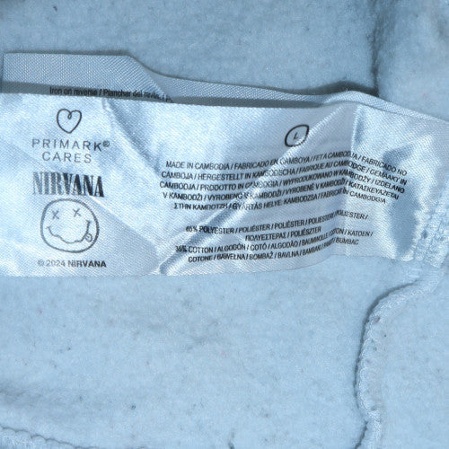 Primark Nirvana White Graphic Print Pullover Hoodie Women L