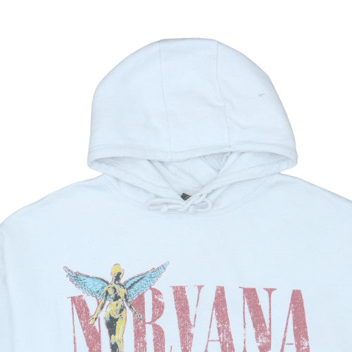 Primark Nirvana White Graphic Print Pullover Hoodie Women L