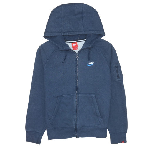 Nike Men's Blue Full Zip Fleece Hoodie in Size M