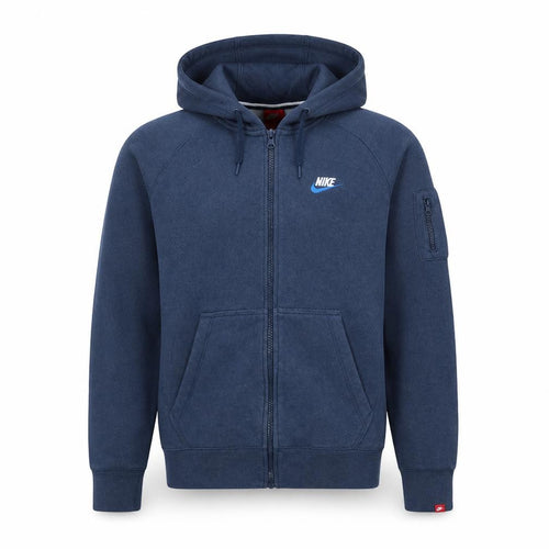 Nike Men's Blue Full Zip Fleece Hoodie in Size M