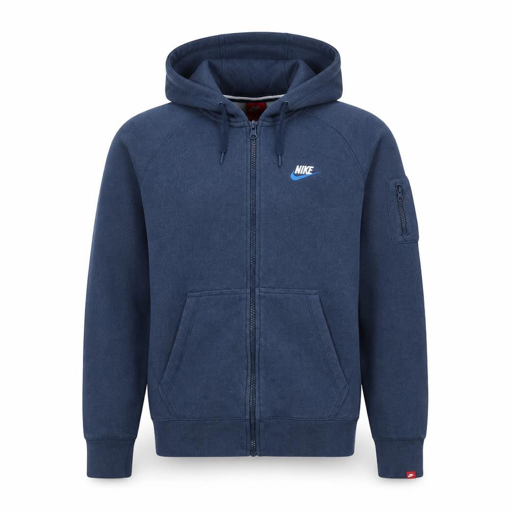 Nike Men's Blue Full Zip Fleece Hoodie in Size M