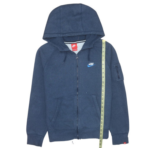 Nike Men's Blue Full Zip Fleece Hoodie in Size M