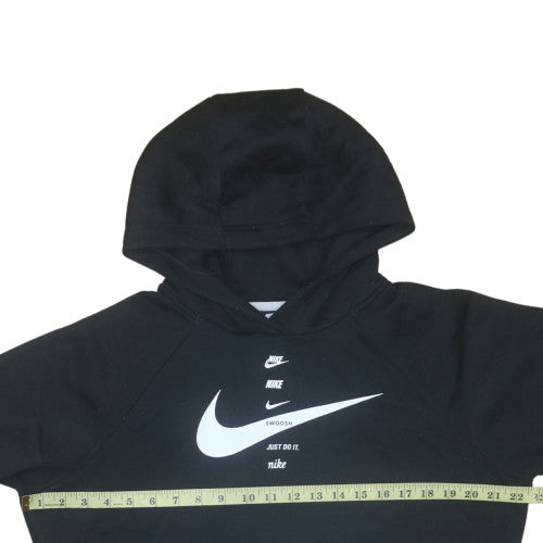 Nike Womens Black Pullover Hoodie Small Graphic Print Swoosh Logo