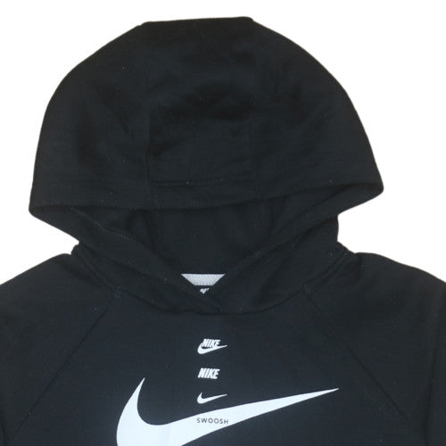 Nike Womens Black Pullover Hoodie Small Graphic Print Swoosh Logo