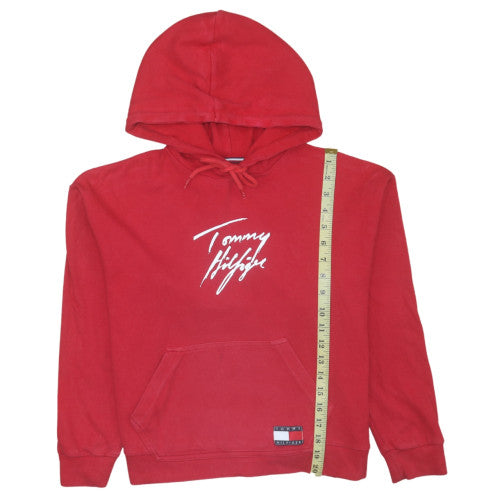 Tommy Hilfiger Women's Red Pullover Hoodie XS Cotton Logo Sweatshirt