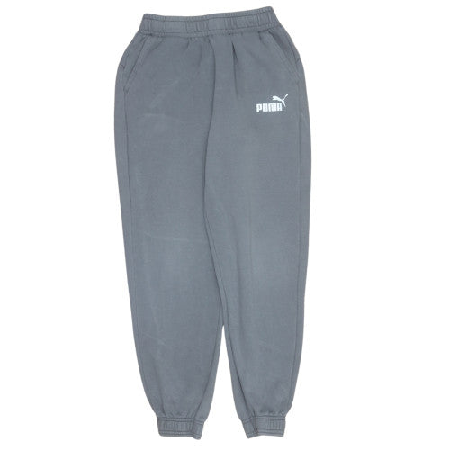 Puma Men's Grey Fleece Sweatpants L Regular Fit Elastic Waist Joggers