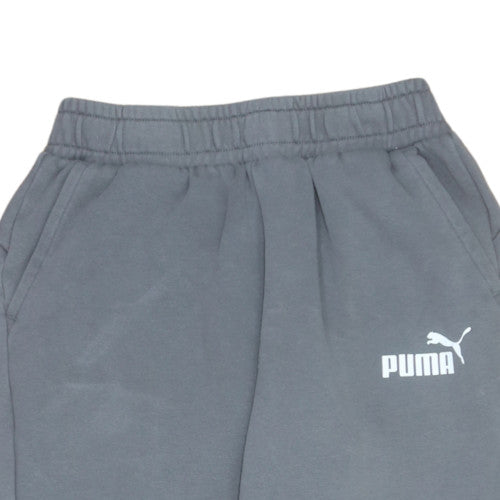 Puma Men's Grey Fleece Sweatpants L Regular Fit Elastic Waist Joggers