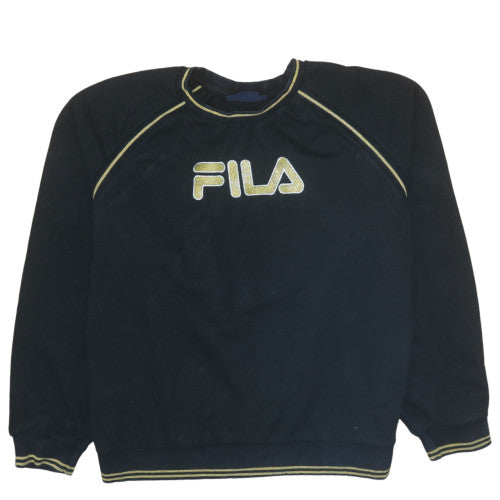Fila Womens Black 3XL Pullover Sweatshirt with Logo Trim
