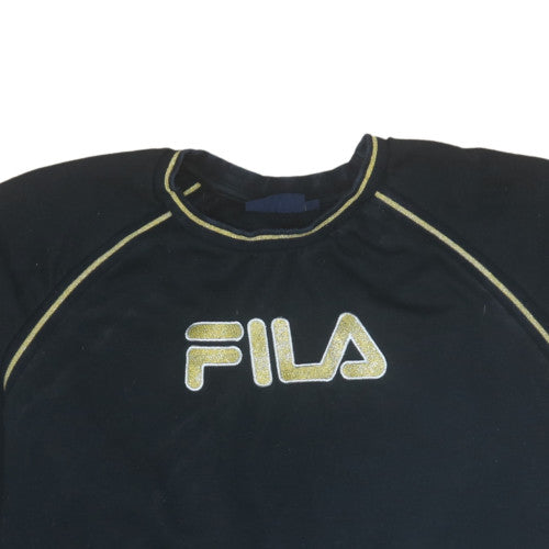 Fila Womens Black 3XL Pullover Sweatshirt with Logo Trim