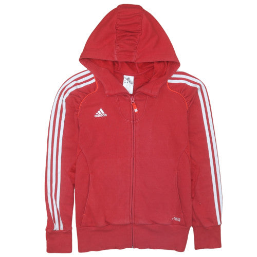 Adidas Women Red Full Zip Hoodie UK14 Hooded Sweatshirt Casual