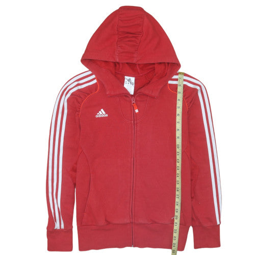 Adidas Women Red Full Zip Hoodie UK14 Hooded Sweatshirt Casual