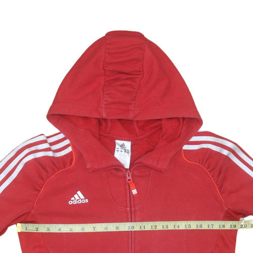 Adidas Women Red Full Zip Hoodie UK14 Hooded Sweatshirt Casual
