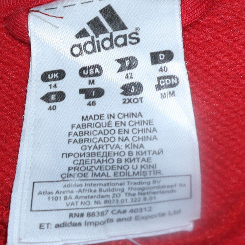 Adidas Women Red Full Zip Hoodie UK14 Hooded Sweatshirt Casual