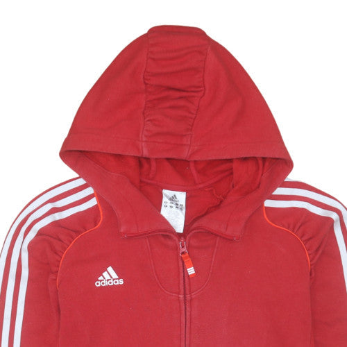 Adidas Women Red Full Zip Hoodie UK14 Hooded Sweatshirt Casual