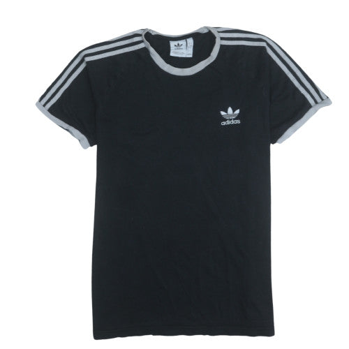 Adidas Men's Black Crew Neck Short Sleeve 3-Stripes T-Shirt Size L