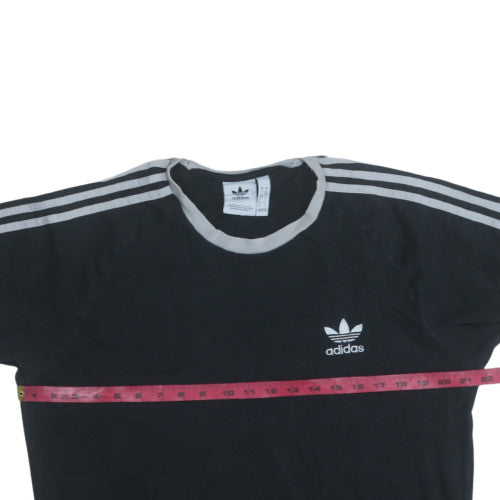 Adidas Men's Black Crew Neck Short Sleeve 3-Stripes T-Shirt Size L