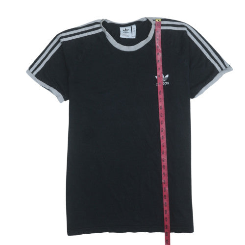 Adidas Men's Black Crew Neck Short Sleeve 3-Stripes T-Shirt Size L