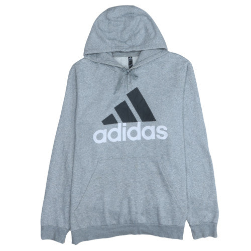 Adidas Men's Grey XL Pullover Hoodie with Logo Graphic Print