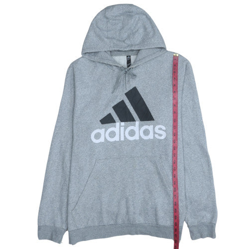 Adidas Men's Grey XL Pullover Hoodie with Logo Graphic Print