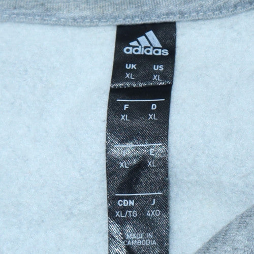 Adidas Men's Grey XL Pullover Hoodie with Logo Graphic Print