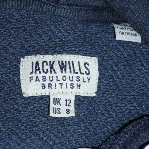 Jack Wills Womens Blue Pullover Hoodie UK 12 Cotton Blend Casual