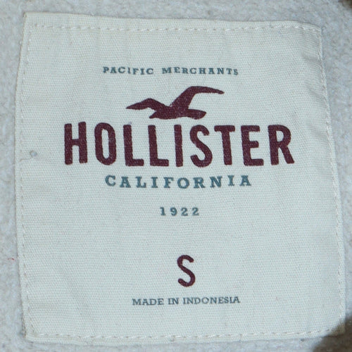 Hollister Women Beige Pullover Hoodie Small Cotton Blend Los Angeles Logo