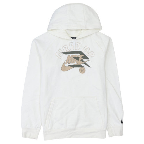 Nike 3Brand Teens White Pullover Hoodie XL 'Fired Up' Graphic