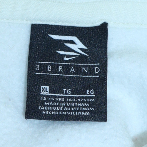 Nike 3Brand Teens White Pullover Hoodie XL 'Fired Up' Graphic