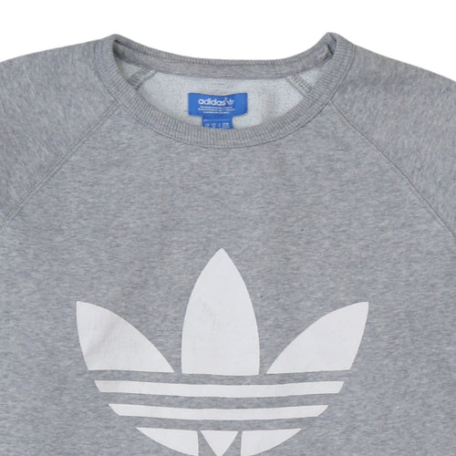 Adidas Men's Grey Pullover Logo Sweatshirt Size M
