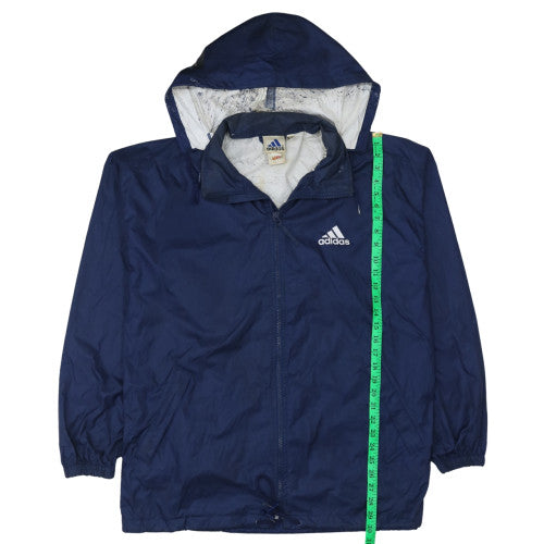 Adidas Men's Blue Hooded Windbreaker Jacket Size M