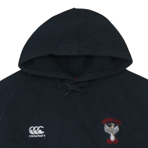 Canterbury Men's Black Pullover Rugby Hoodie L Embroidered Sports Fleece