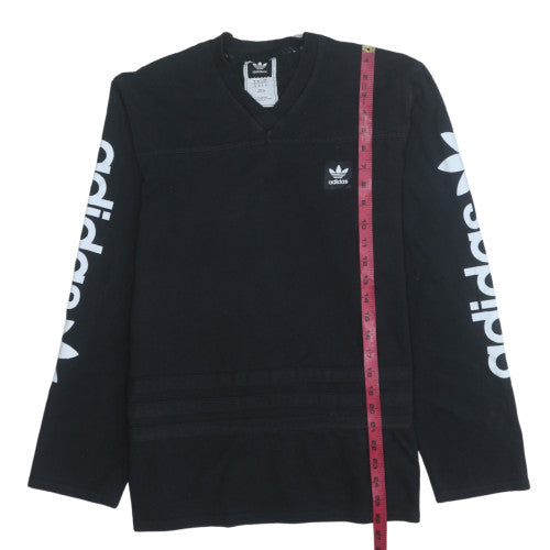 Adidas Men's Black Long Sleeve V-Neck Sports T-Shirt M
