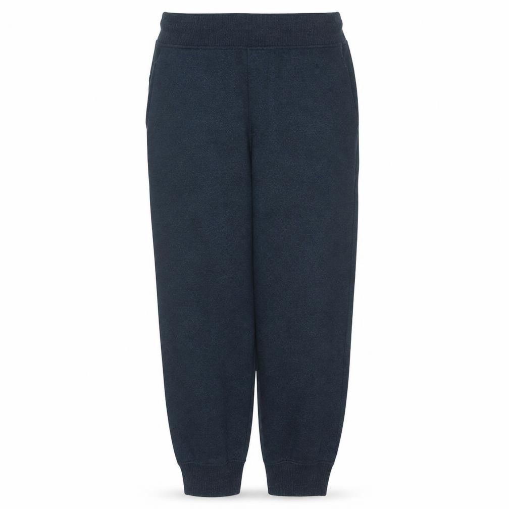 Front view of Tommy Hilfiger women’s blue fleece jogger trousers, size M