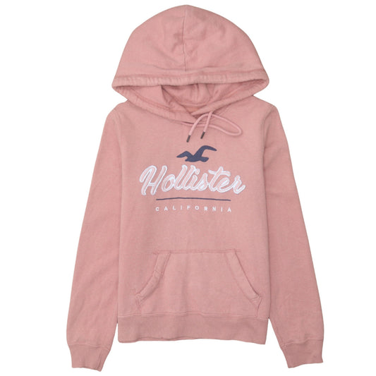 Hollister Womens Pink Pullover Hoodie Small Cotton Blend Embroidered Logo