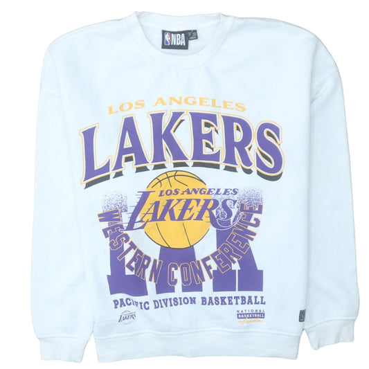 NBA Los Angeles Lakers White Cotton Sweatshirt Women M Graphic Print
