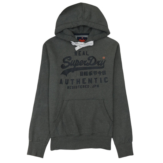 Superdry Men's Grey Pullover Hoodie S Fleece Logo Sweatshirt