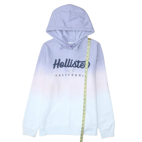 Hollister Women’s Blue Ombre Hoodie L Pullover Logo Sweatshirt