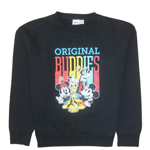 Disney Women Black Sweatshirt M Mickey & Friends Graphic Crew Neck