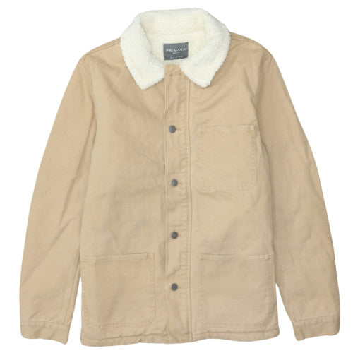 Primark Men's Beige Sherpa Lined Cotton Jacket Medium Casual