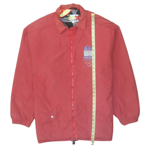 Quiksilver Men’s Red Bomber Jacket L Retro 90s Full Zip Cotton Blend