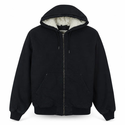 H&M L.O.G.G. Mens Black XL Hooded Lined Cotton Jacket