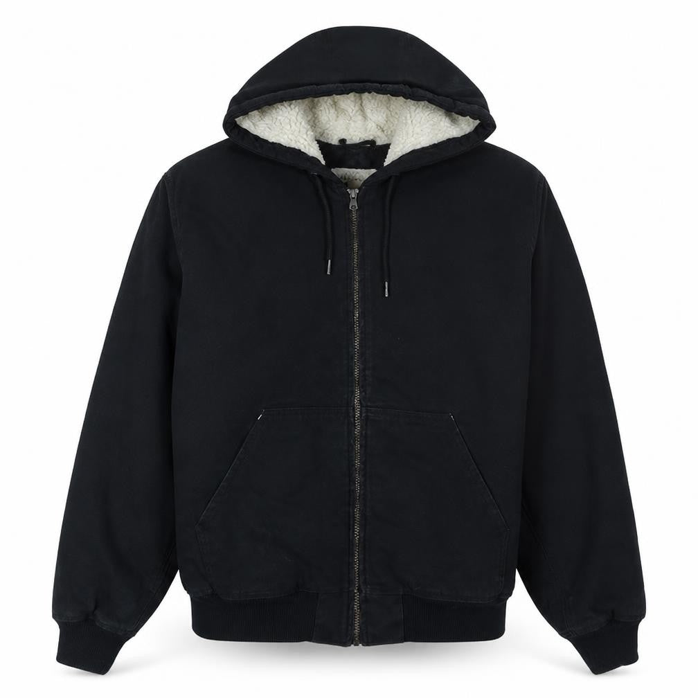H&M L.O.G.G. Mens Black XL Hooded Lined Cotton Jacket