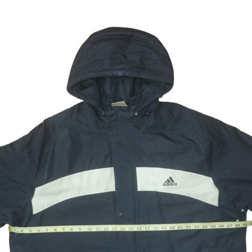 Adidas Men's Blue L Parka Jacket Hooded Water Resistant Winter Coat