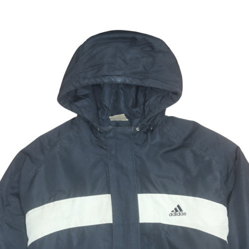 Adidas Men's Blue L Parka Jacket Hooded Water Resistant Winter Coat